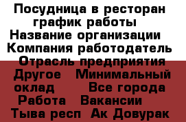 Посудница в ресторан-график работы › Название организации ­ Компания-работодатель › Отрасль предприятия ­ Другое › Минимальный оклад ­ 1 - Все города Работа » Вакансии   . Тыва респ.,Ак-Довурак г.